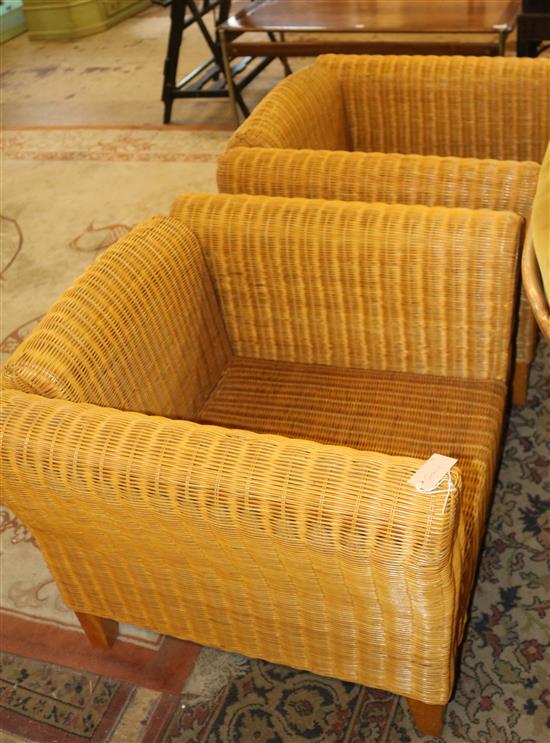 Pair of 2 large wicker armchairs